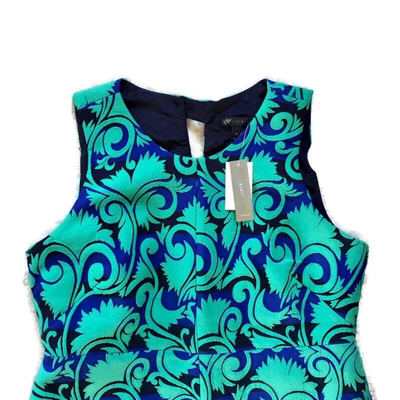 J. Crew Green/Blue/Black Sleeveless Dress-Sz 14 - Picture 3 of 5